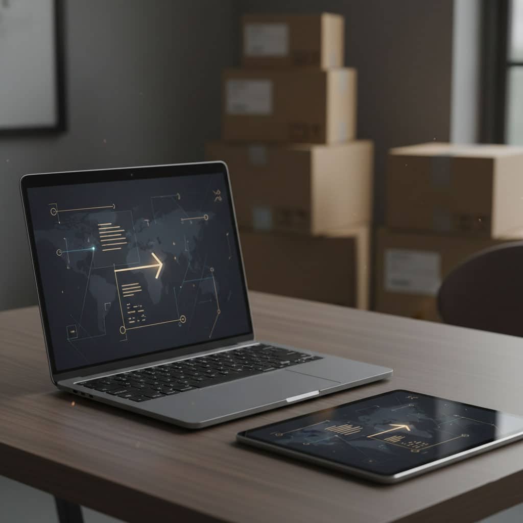 Portátil en una oficina de una empresa de Amazon
